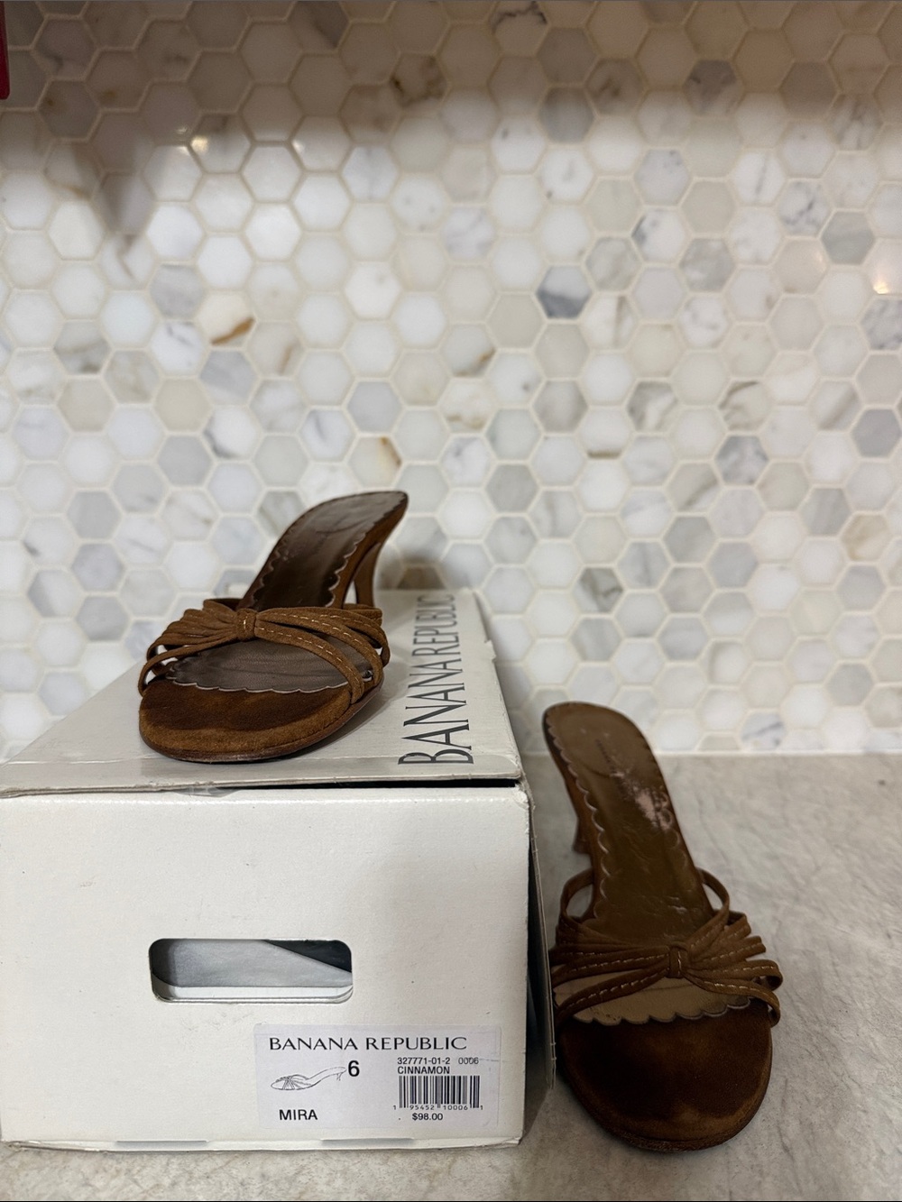 Banana Republic Brown Suede Knot Slide Heels